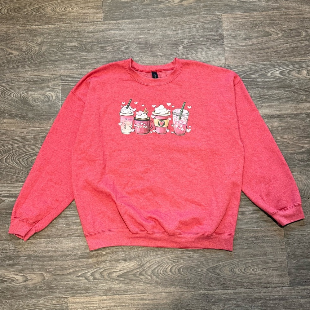|SOLD| coffee graphic heart tumbler gildan cotton blend crewneck sweatshirt